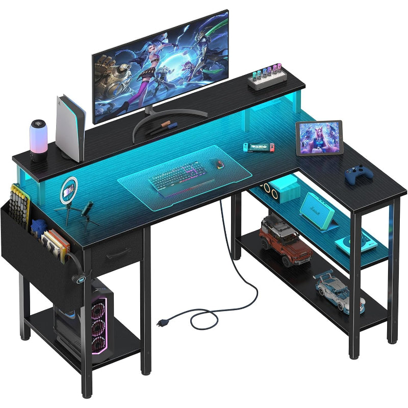 47" Black L-Shaped Gaming Desk