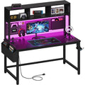 47" Black Gaming Desk with Hutch & Pegboard