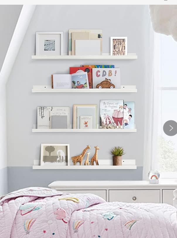 36" White Floating Shelves 4-Pack