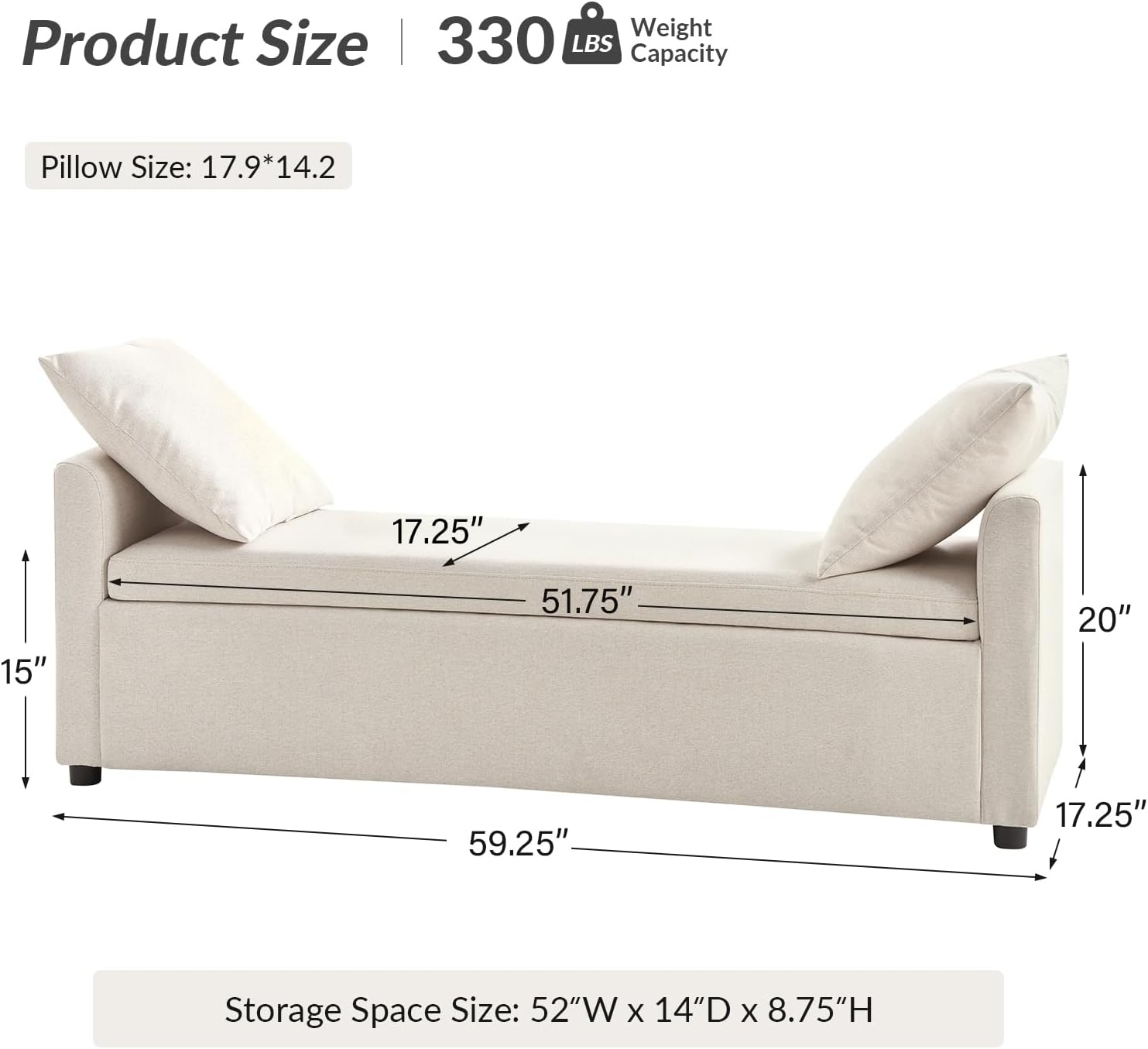 59" Linen Storage Bench