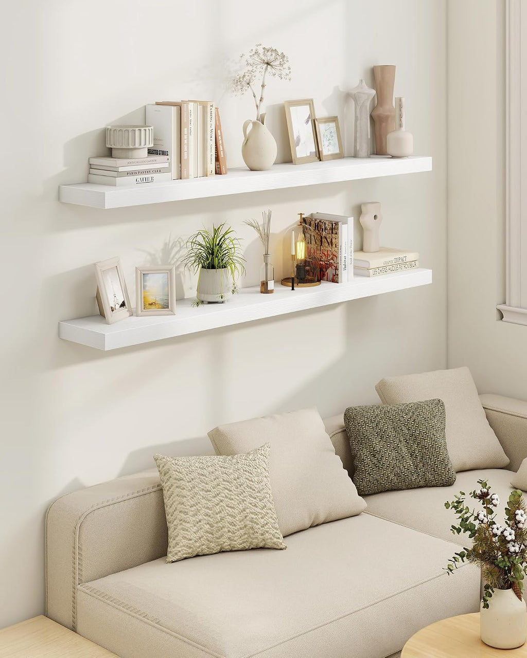 55" White Floating Shelves Set of 2