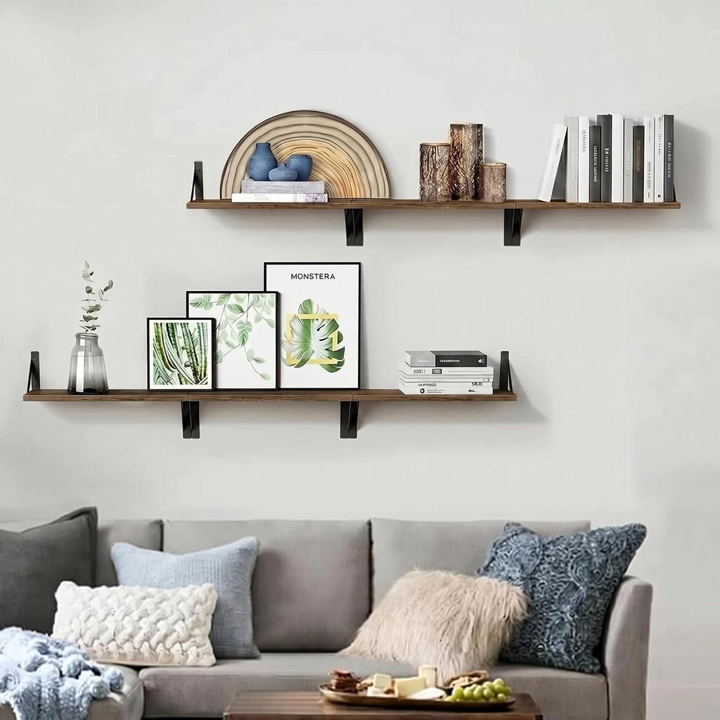 17" Dark Brown Floating Shelves Set of 3