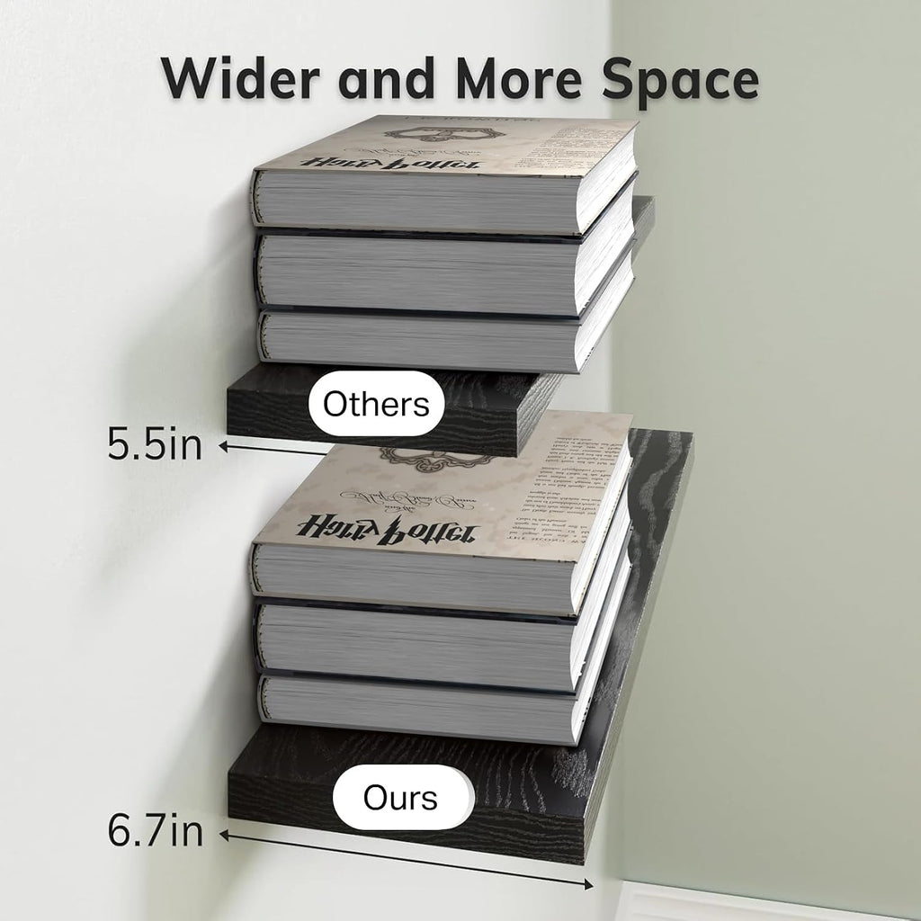 15.7" Black Floating Shelves Set of 3