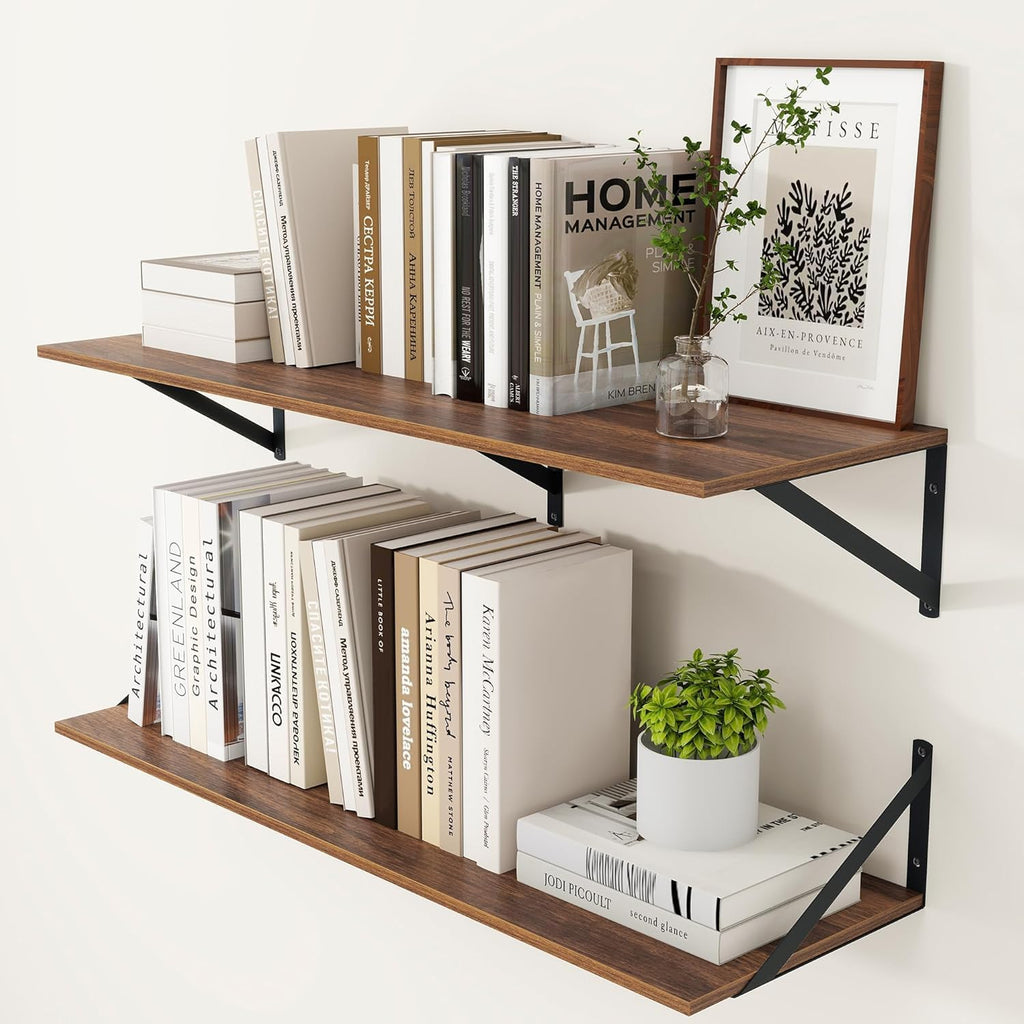 36" Walnut Floating Shelves Set of 2
