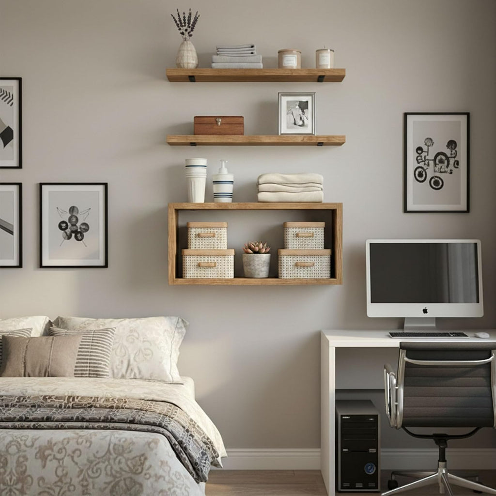 15.7" Brown Floating Shelves 3-Pack