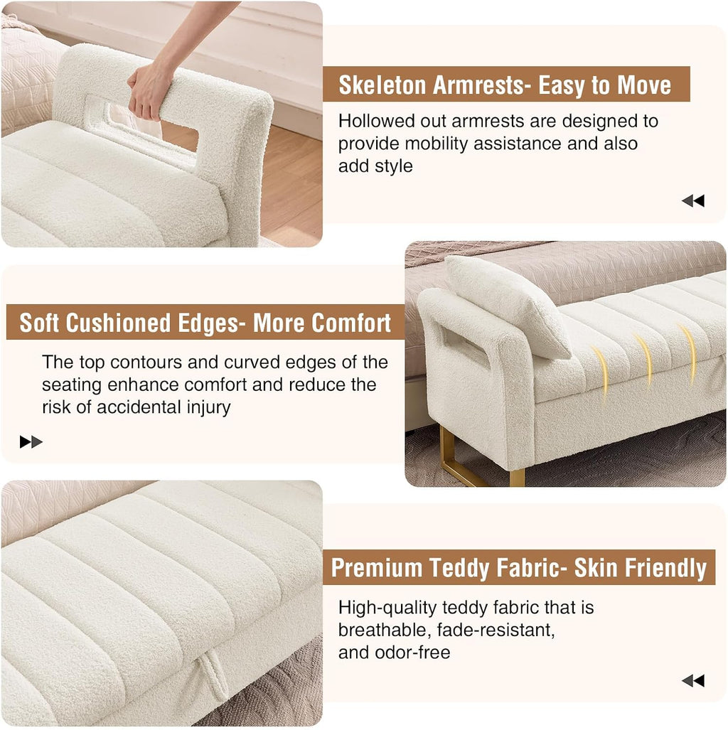 66" King Size Storage Ottoman Bench