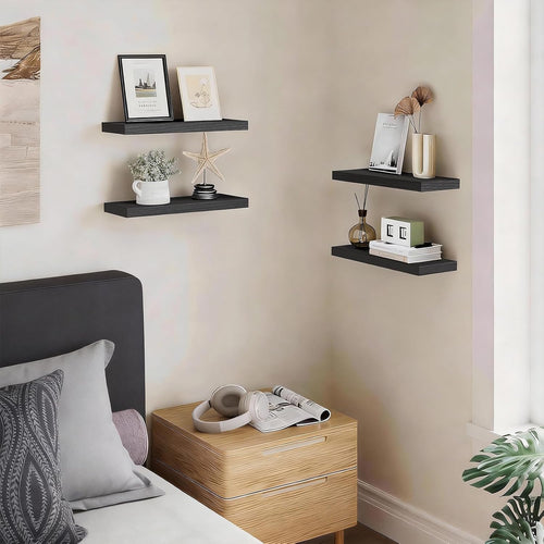 15.7" Black Floating Shelves Set of 3