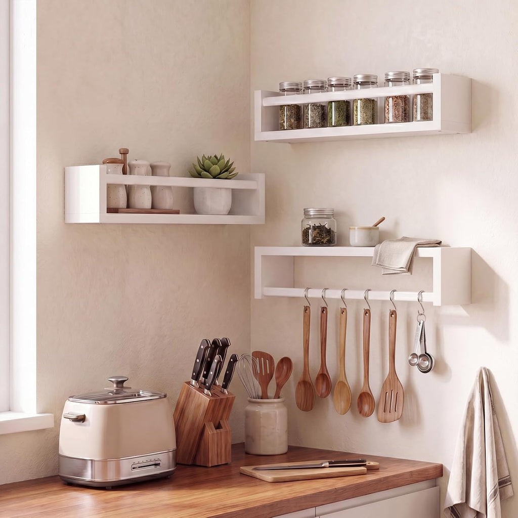 16.5" White Floating Shelves Set of 3