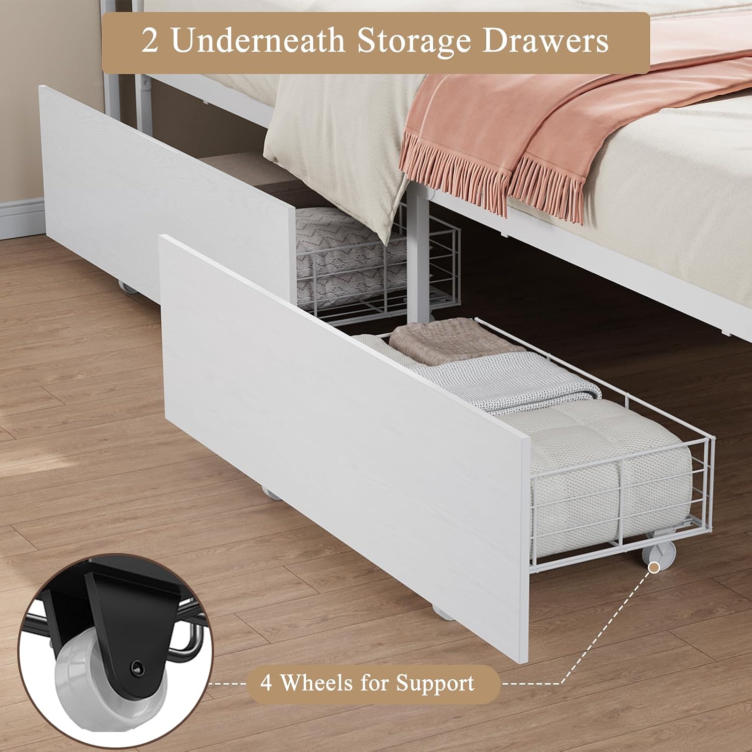 Shaped Metal Daybed with Bookcase & Desktop