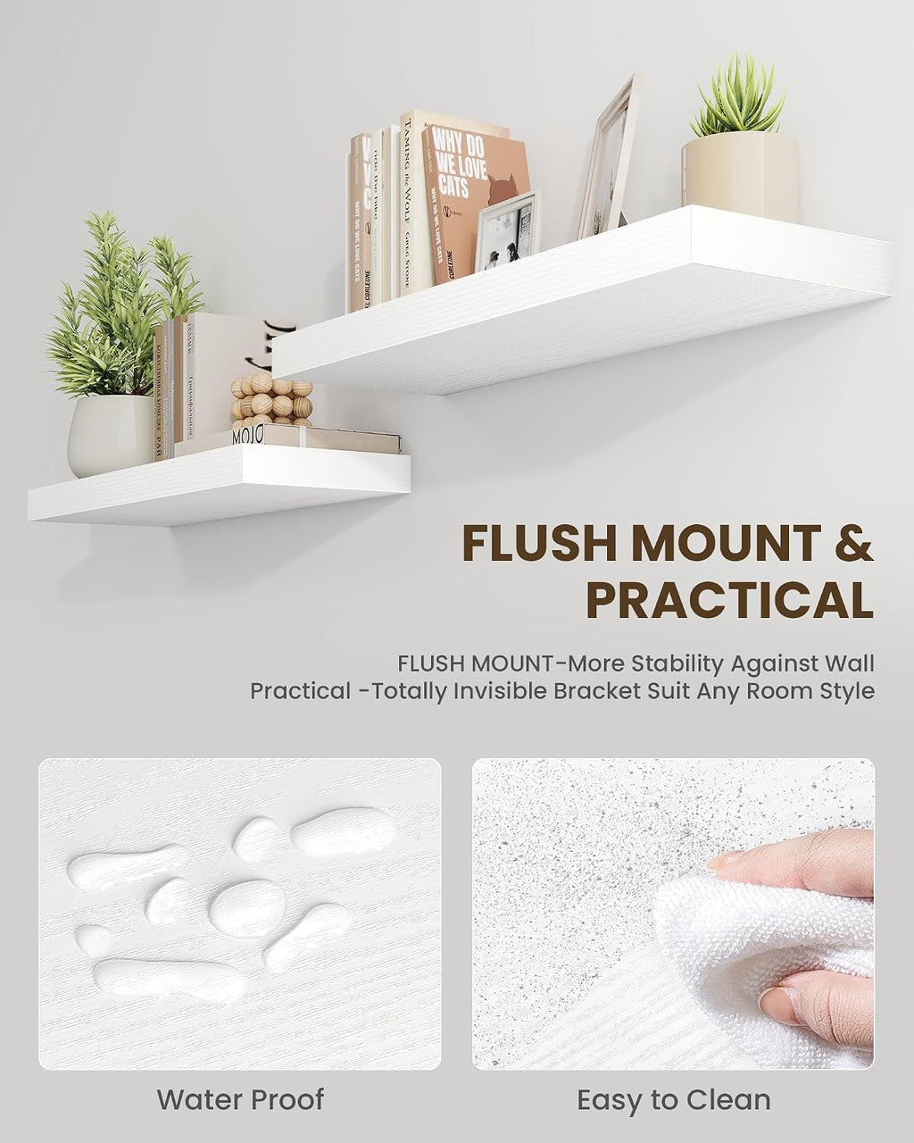 55" White Floating Shelves Set of 2