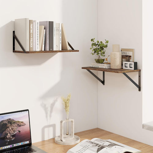 16" Rustic Brown Floating Shelves Set of 2