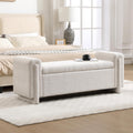58" Boucle Storage Ottoman Bench