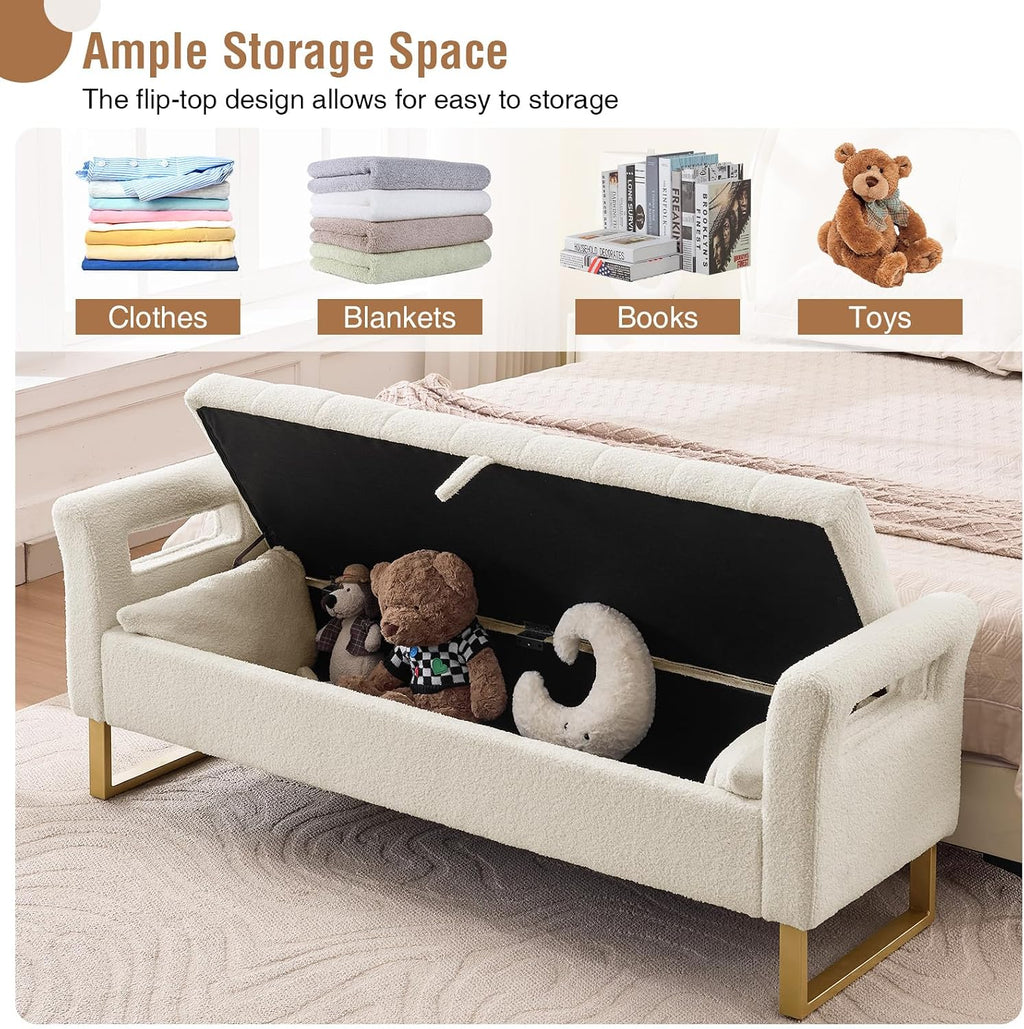 66" King Size Storage Ottoman Bench
