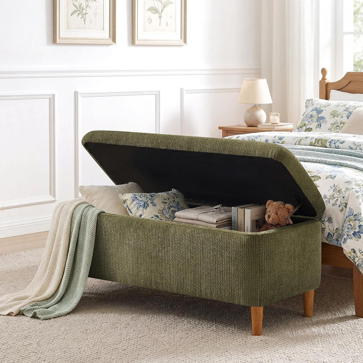 39.4" Upholstered Storage Ottoman Bench