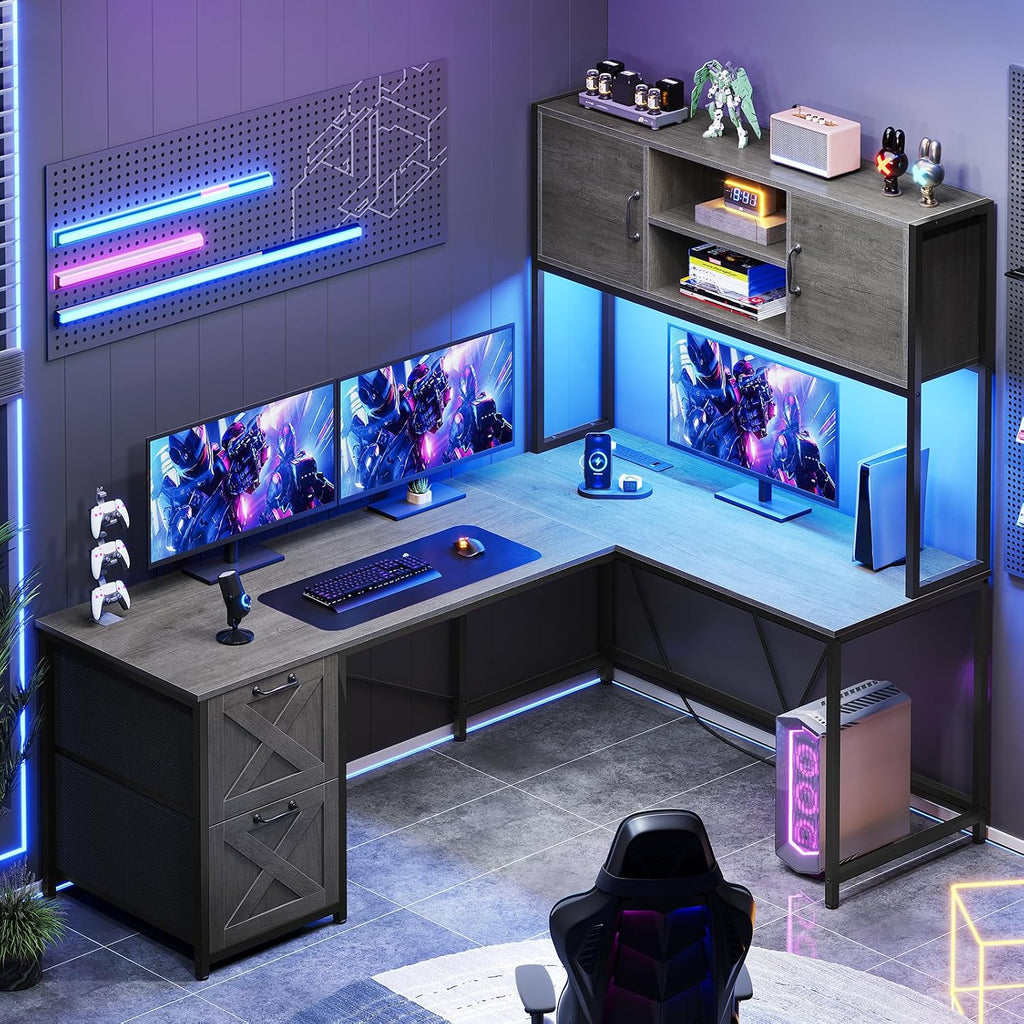 Reversible L-Shaped Gaming Desk