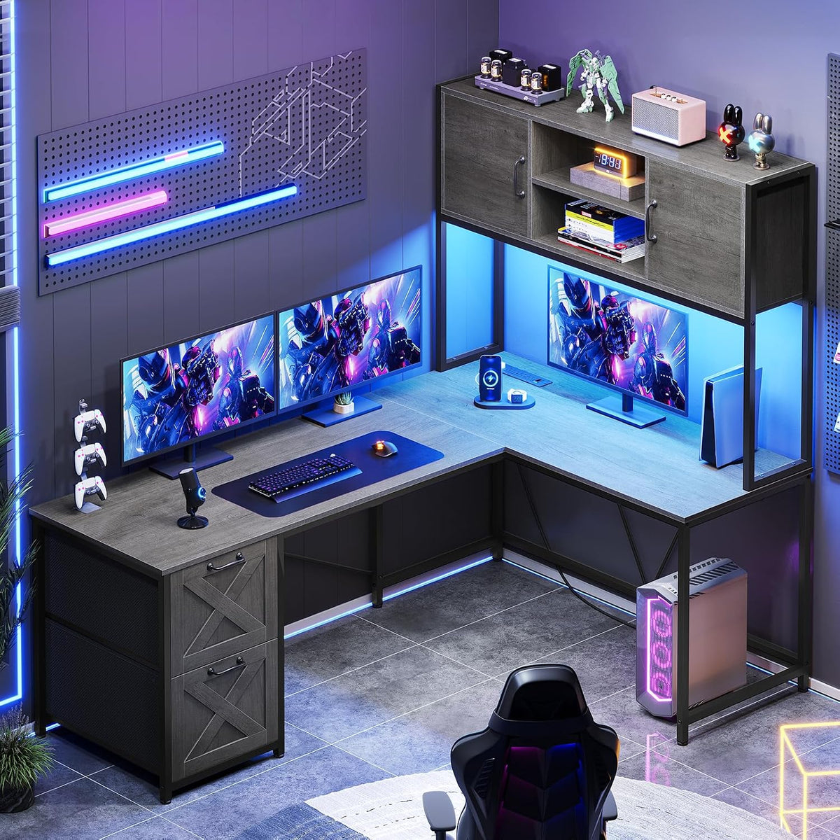 Reversible L-Shaped Gaming Desk
