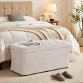 39.8" Beige Storage Ottoman Bench
