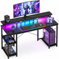 48" Black Gaming Desk with LED & Storage