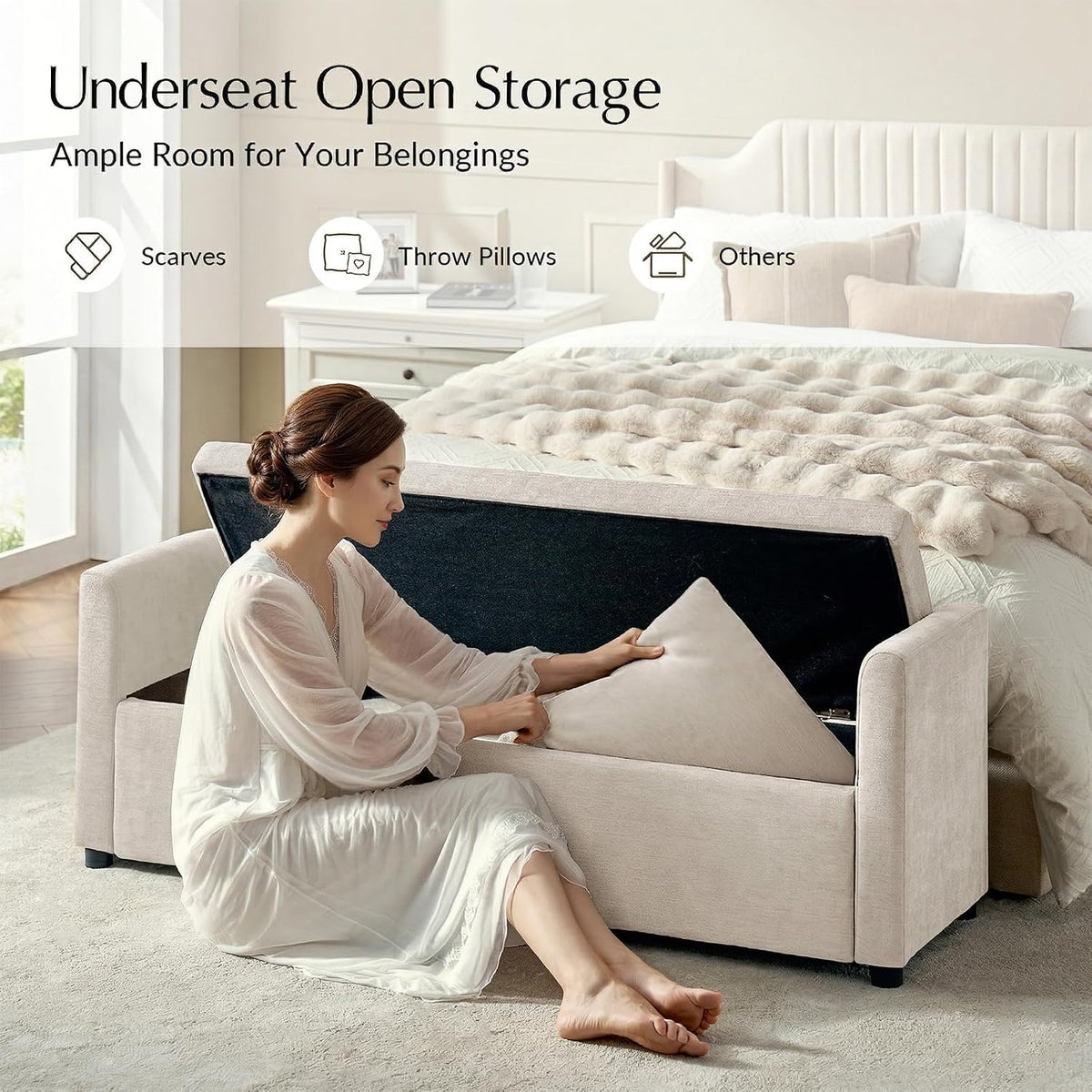 59" Linen Storage Bench