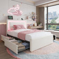 White Twin Bed Frame with 4 Drawers