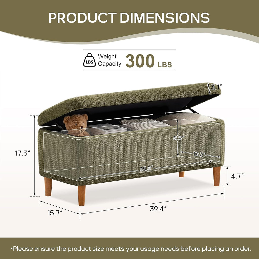 39.4" Upholstered Storage Ottoman Bench