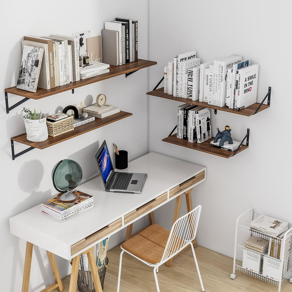 36" Walnut Floating Shelves Set of 2