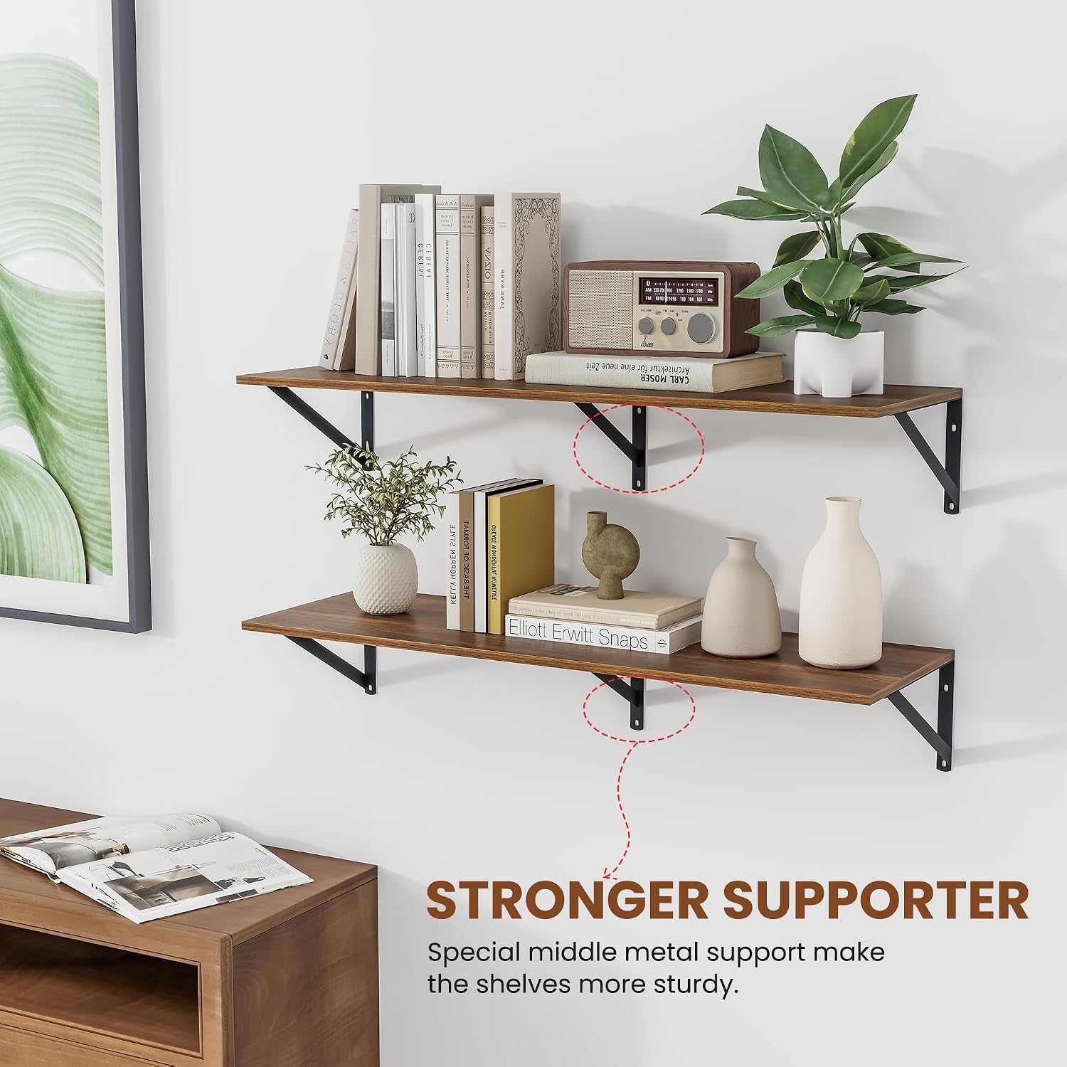 36" Walnut Floating Shelves Set of 2