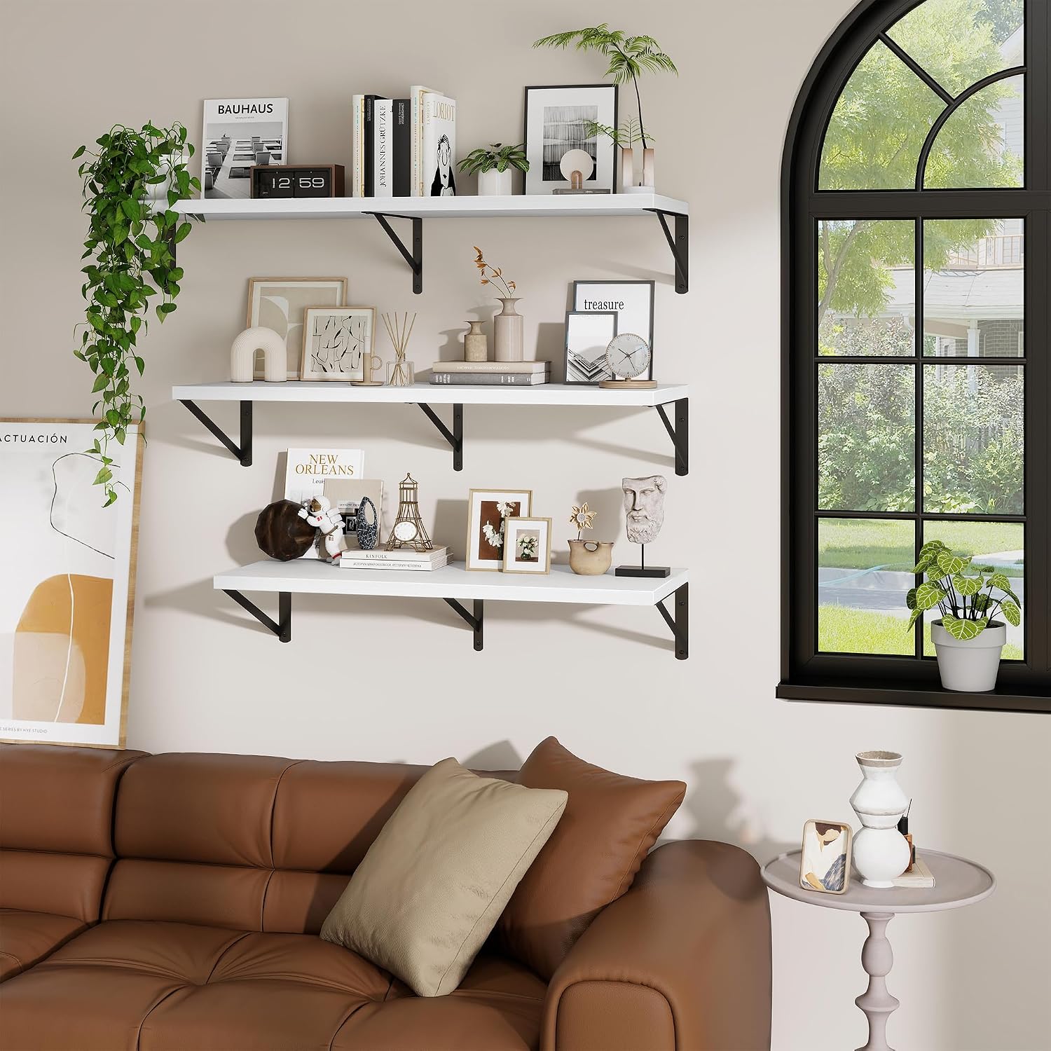 24" White Deep Floating Shelves Set of 2