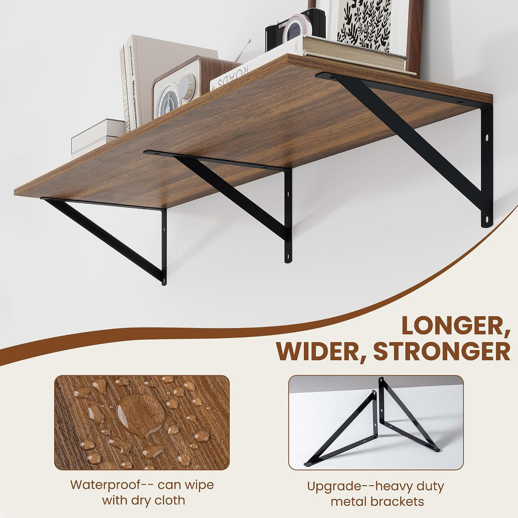36" Walnut Floating Shelves Set of 2
