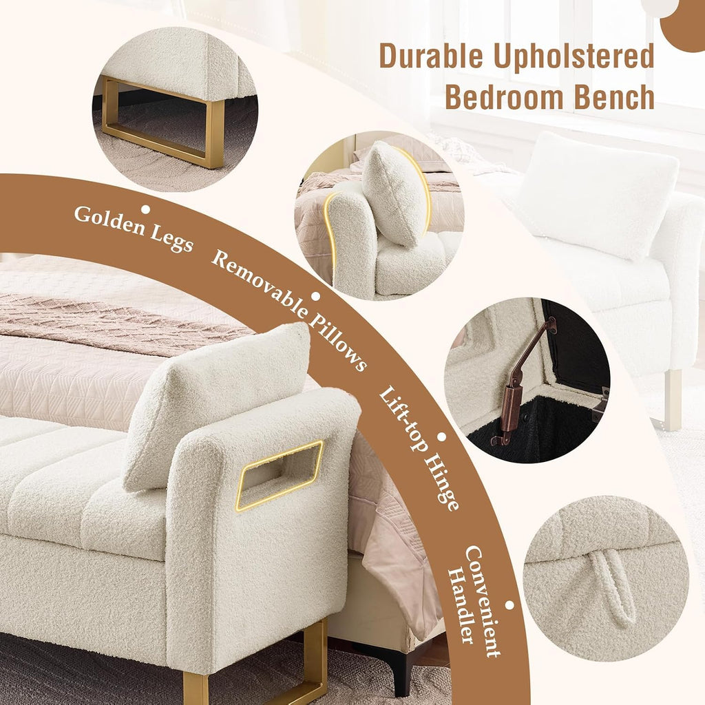 66" King Size Storage Ottoman Bench