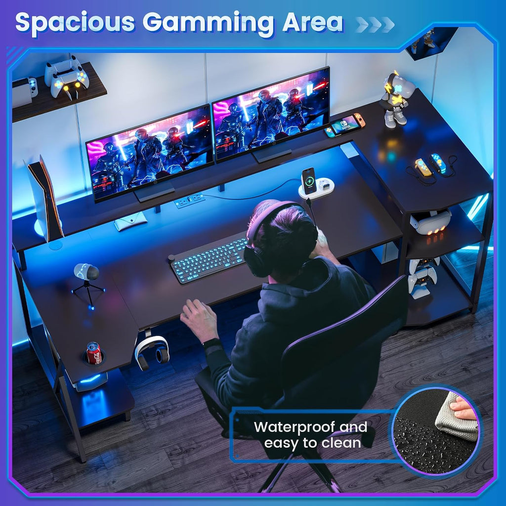 55" Black Gaming Desk