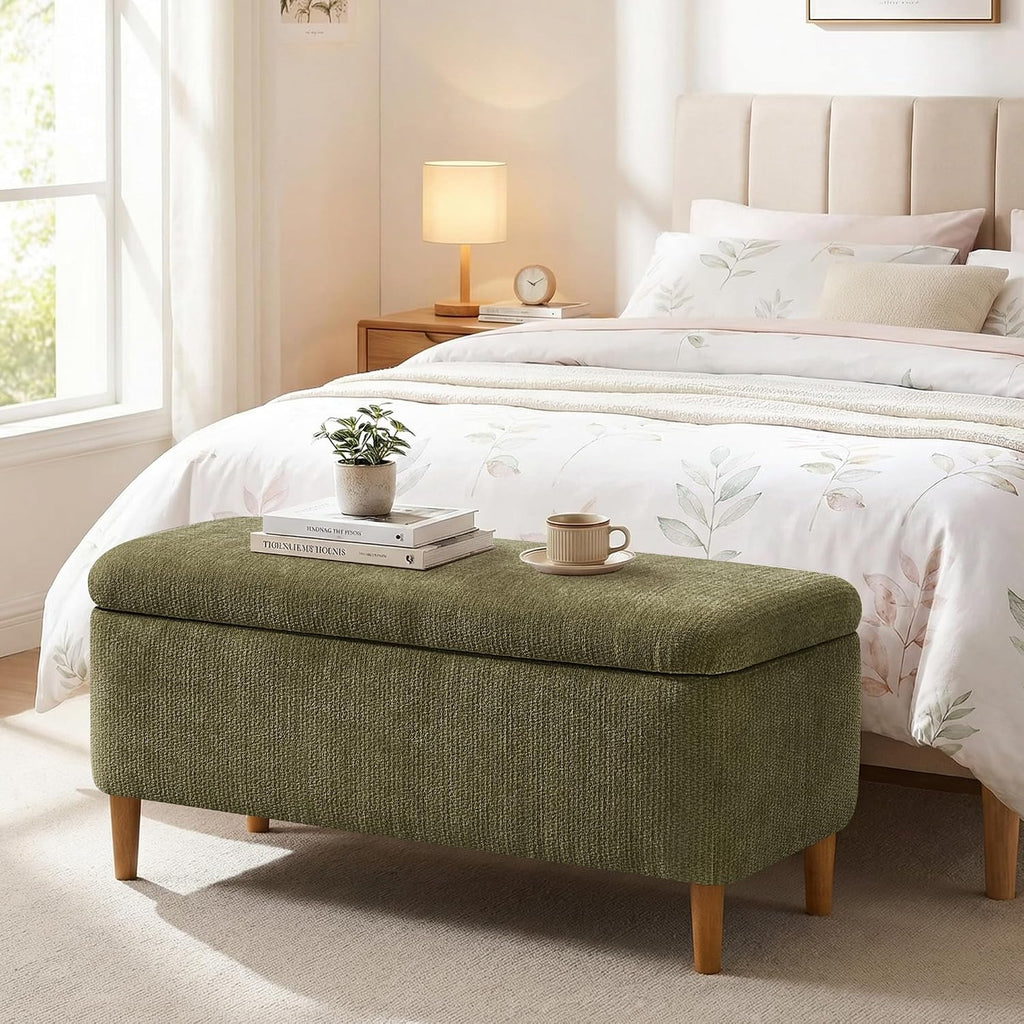 39.4" Upholstered Storage Ottoman Bench