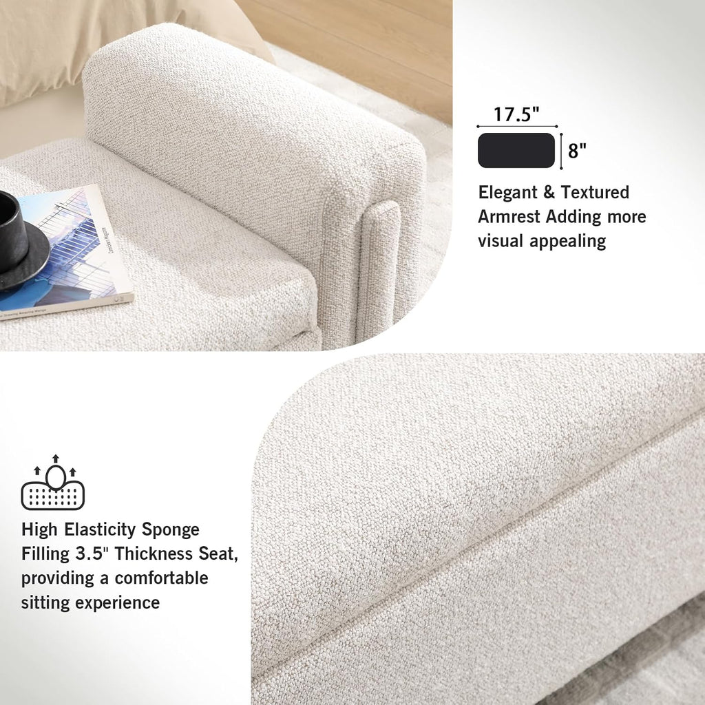 58" Boucle Storage Ottoman Bench