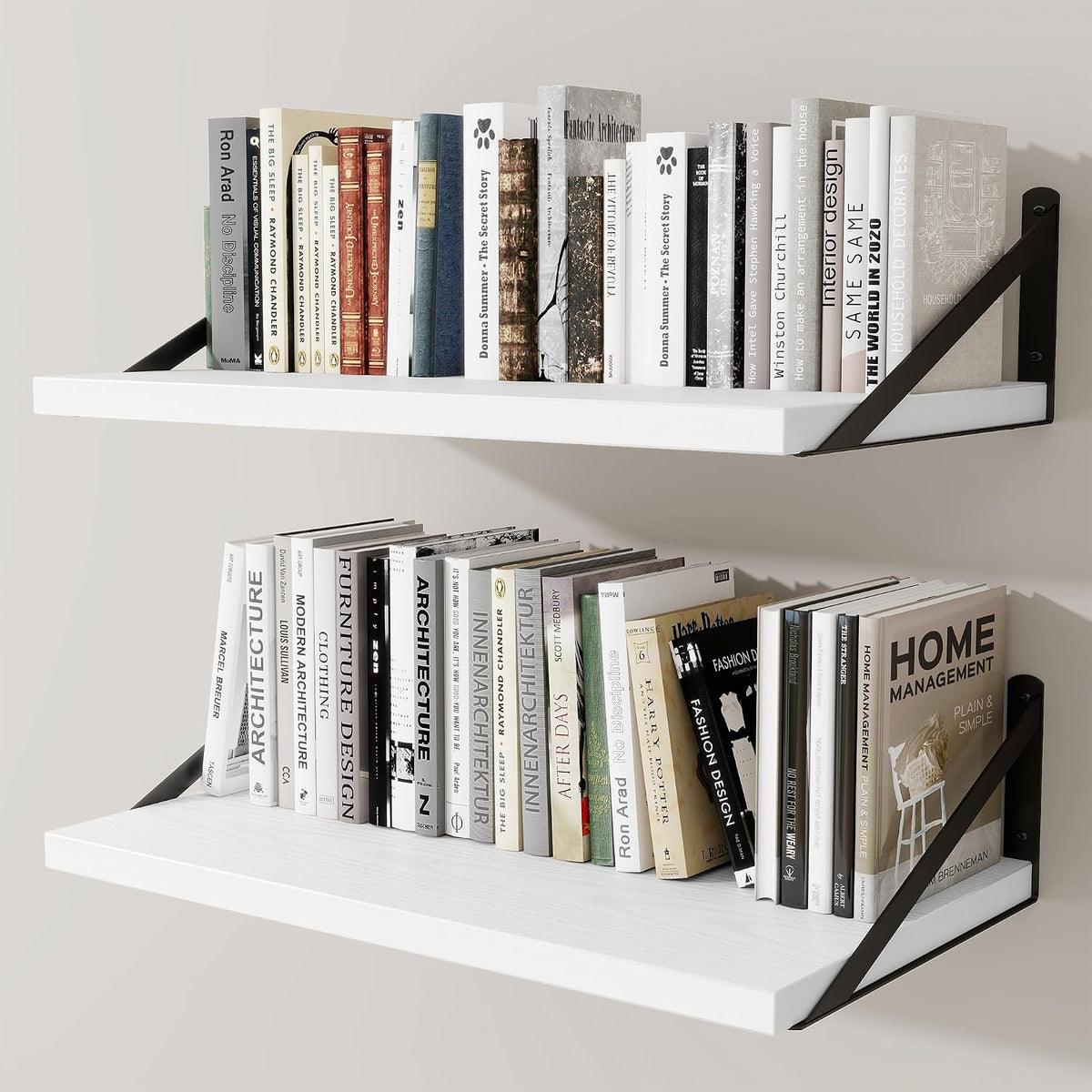 24" White Deep Floating Shelves Set of 2