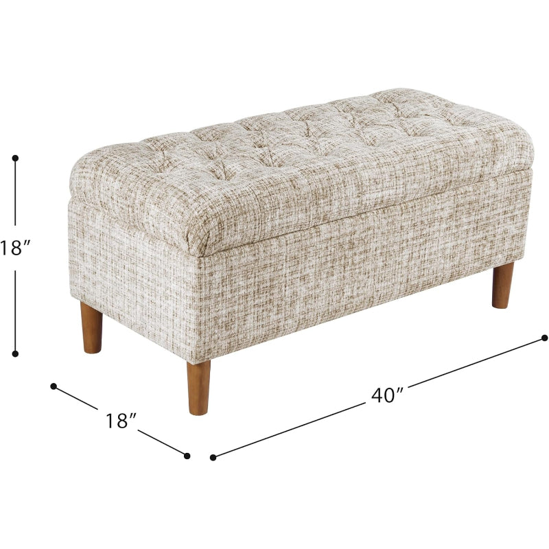 40" Tufted Cream Storage Bench