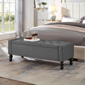 50" Tufted Storage Ottoman Bench Dark Gray