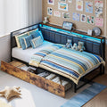 Black Twin Corner Bed Frame with Drawers & LED