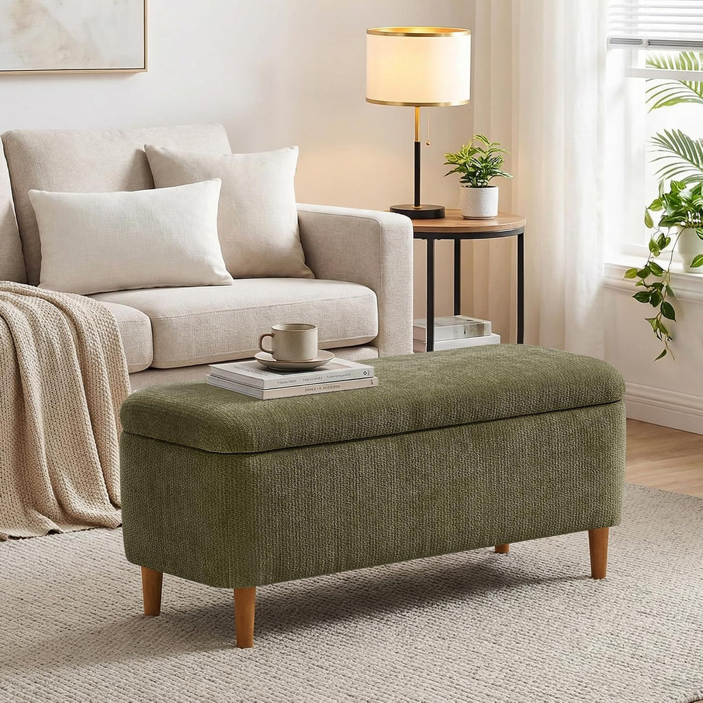 39.4" Upholstered Storage Ottoman Bench