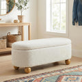 44.8" Beige Storage Ottoman Bench