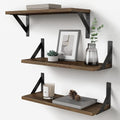 17" Dark Brown Floating Shelves Set of 3