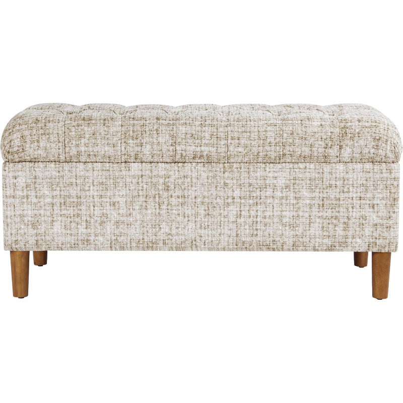 40" Tufted Cream Storage Bench