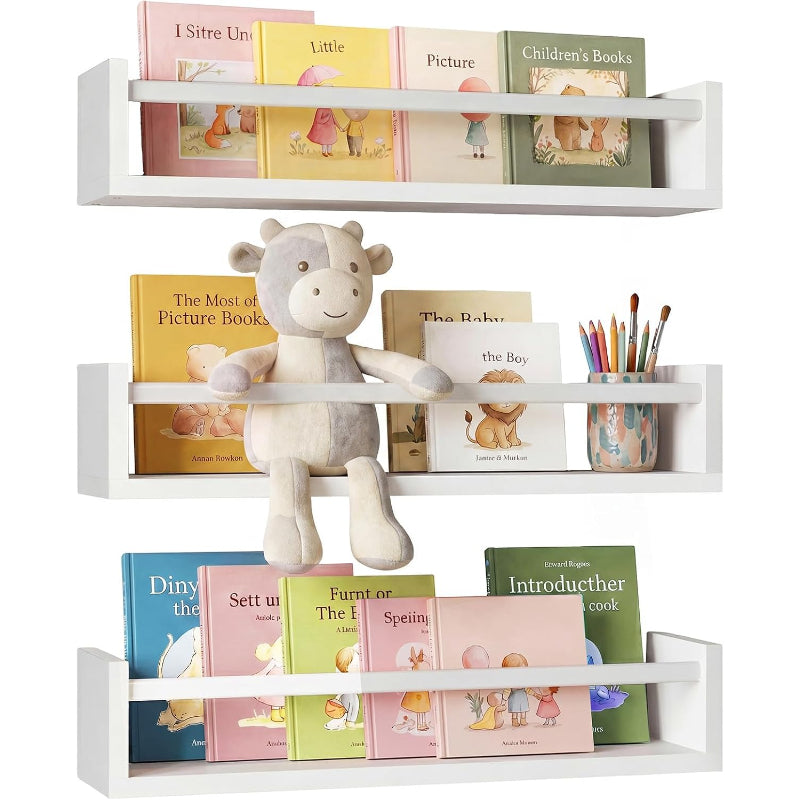 16.5" White Floating Shelves Set of 3